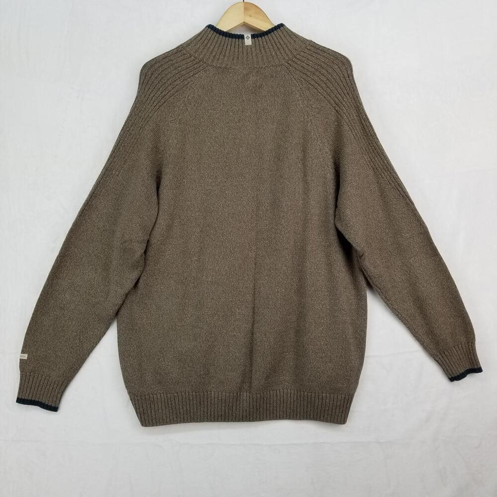 Columbia 1/4 Zip Pullover Sweater Mens XXL Taupe Brown Navy Blue - Picture 2 of 10